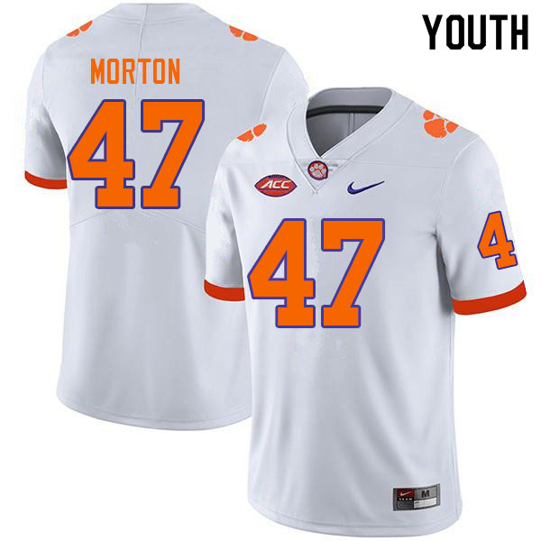Youth #47 Hogan Morton Clemson Tigers College Football Jerseys Sale-White - Click Image to Close